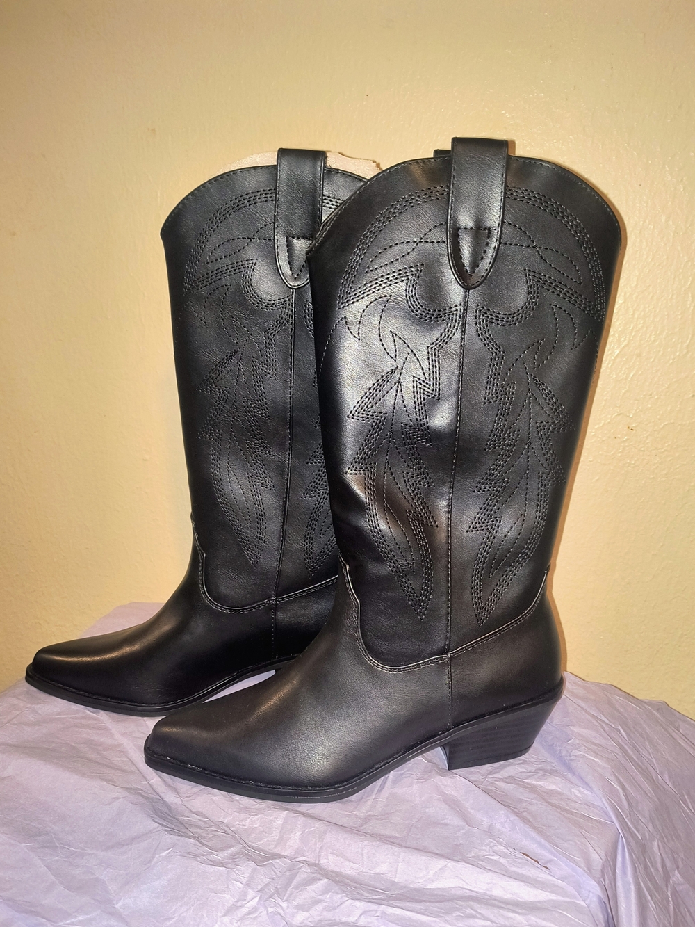 Madden Girl Redford/RED F01J1 Black Western Heeled Boots US 7M New